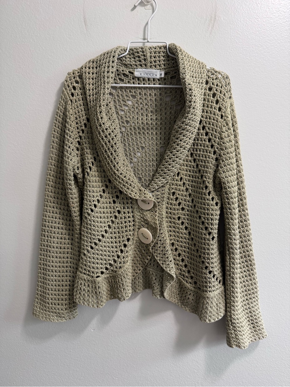 Vintage Willow 90s Boho Coastal Crochet Style Cardigan Size Medium - Picture 3 of 16